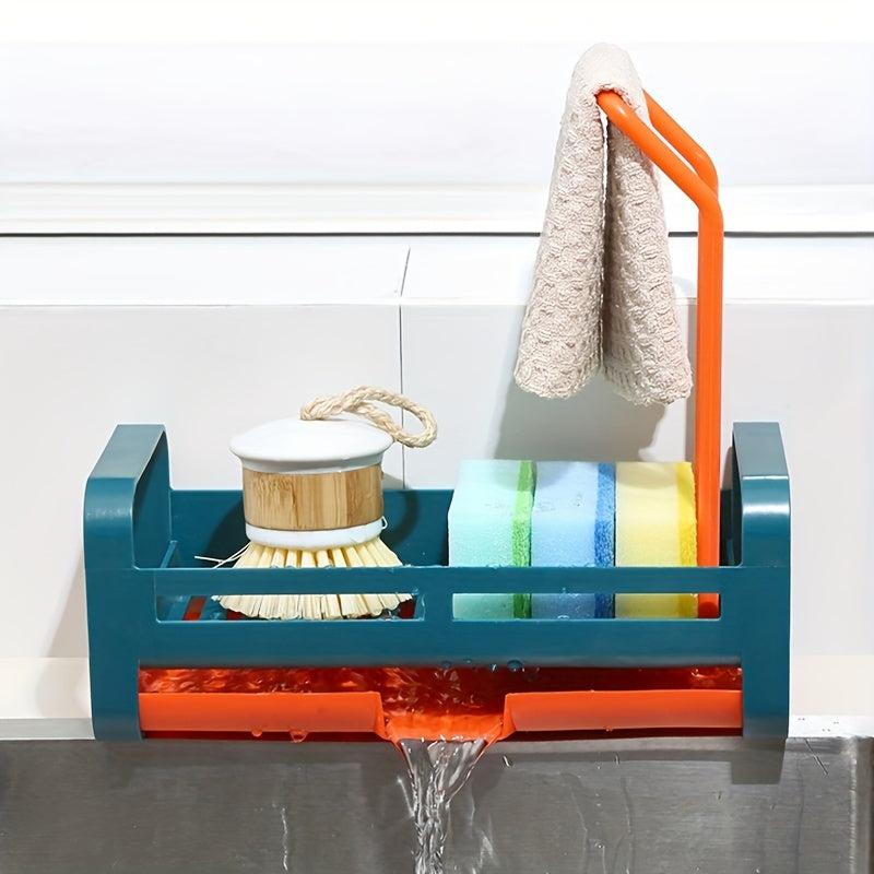 Sink Drain Storage Rack Dishwashing Sponge Brush Towel Scrubber Holder