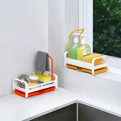 Sink Drain Storage Rack Dishwashing Sponge Brush Towel Scrubber Holder