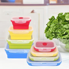 Silicone Lunch Box with Lid for Travel and Fresh Food Storage