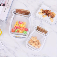 2pcs Leakproof Cork Bottle Zipper Bag Food Storage Reusable Pouch Snacks