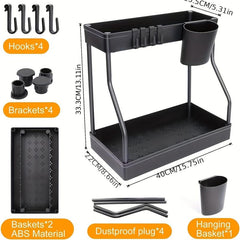 Double Layer Rack No Drawer Kitchen Bathroom Under Sink Organizer Storage Shelf