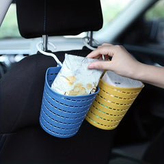 Mini Woven Hollow Desktop Trash Can for Home and Office