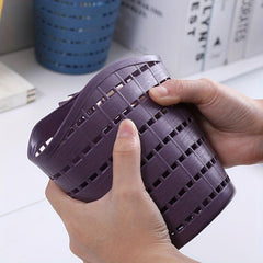 Mini Woven Hollow Desktop Trash Can for Home and Office