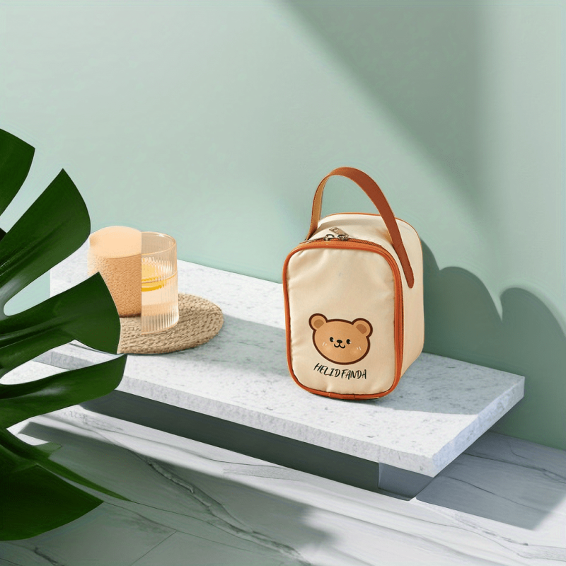 Bear Pattern Insulated Lunch Box Bag - Camping, Picnic, Beach