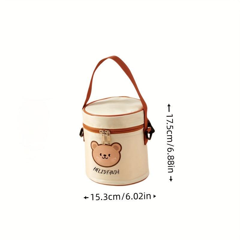 Bear Pattern Insulated Lunch Box Bag - Camping, Picnic, Beach