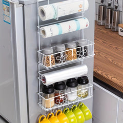 4 Tier Refrigerator Storage Rack Side Hanging Organizer Fridge Spice Rack