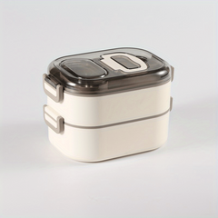 Leak Proof Plastic Lunch Boxes with Spoons, Double Layered, Stackable