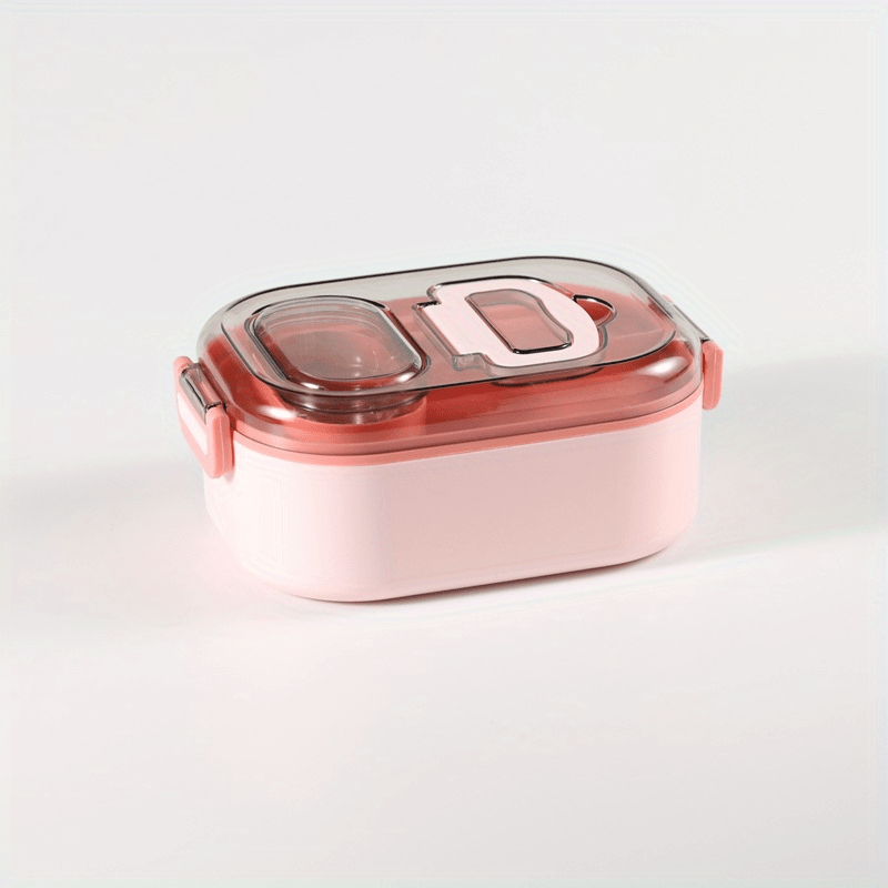 Leak Proof Plastic Lunch Boxes with Spoons, Double Layered, Stackable