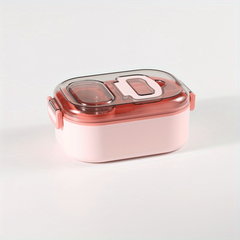 Leak Proof Plastic Lunch Boxes with Spoons, Double Layered, Stackable