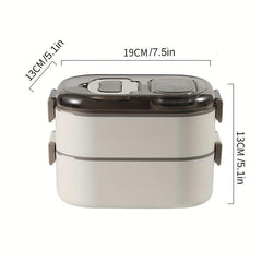 Leak Proof Plastic Lunch Boxes with Spoons, Double Layered, Stackable
