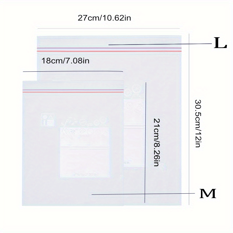 Double Sealing Strips Food Storage Bags 30pcs