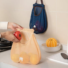 Portable Hanging Storage Mesh Bag for Kitchen - Wall-mounted Fruit & Vegetable