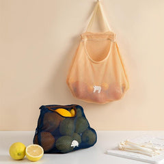 Portable Hanging Storage Mesh Bag for Kitchen - Wall-mounted Fruit & Vegetable