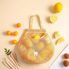 Portable Hanging Storage Mesh Bag for Kitchen - Wall-mounted Fruit & Vegetable