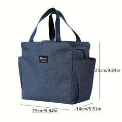 Navy Insulated Bento Bag Ice Pack Outdoor Picnic Waterproof Lunch Box Bag