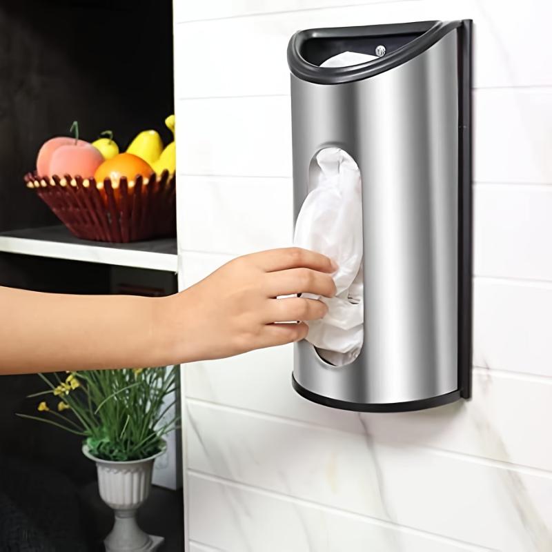 Wall Mount Grocery Bag Holder Plastic Bag Dispenser Organizer Stainless Steel