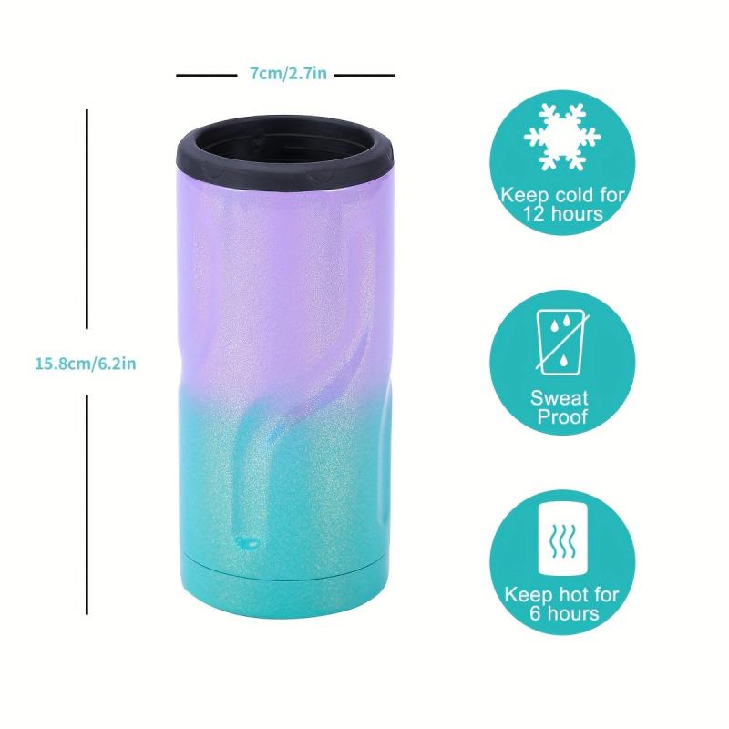 Stainless Steel Can Cooler Beer Tumbler 12oz Insulated 3-in-1 Drinkware
