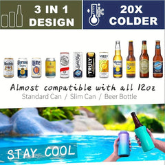 Stainless Steel Can Cooler Beer Tumbler 12oz Insulated 3-in-1 Drinkware