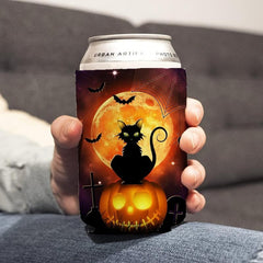 Halloween Pumpkin Cat Neoprene Can Cooler Sleeve