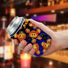 Halloween Pumpkin Cat Neoprene Can Cooler Sleeve