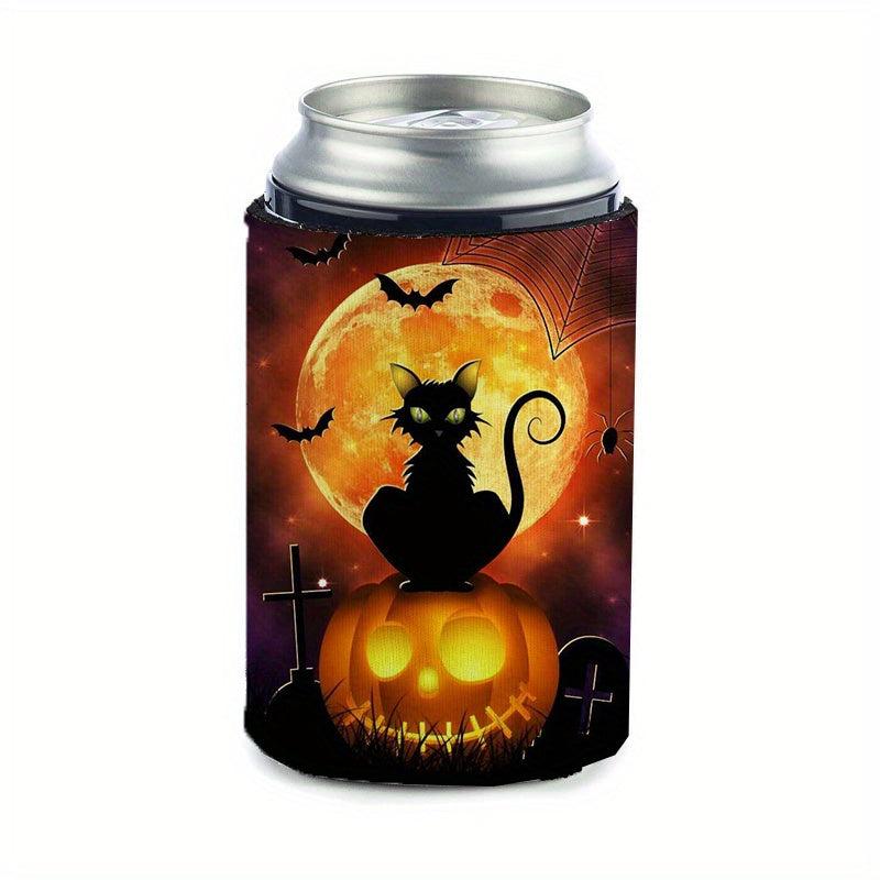 Halloween Pumpkin Cat Neoprene Can Cooler Sleeve