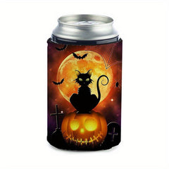 Halloween Pumpkin Cat Neoprene Can Cooler Sleeve