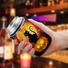 Halloween Pumpkin Cat Neoprene Can Cooler Sleeve