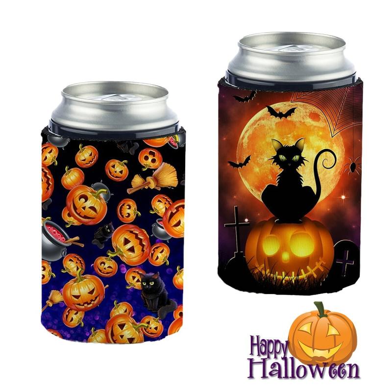 Halloween Pumpkin Cat Neoprene Can Cooler Sleeve