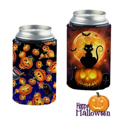 Halloween Pumpkin Cat Neoprene Can Cooler Sleeve