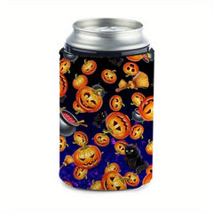 Halloween Pumpkin Cat Neoprene Can Cooler Sleeve