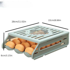 Egg Rolling Box for Refrigerator Storage, Holds 18-21 Eggs