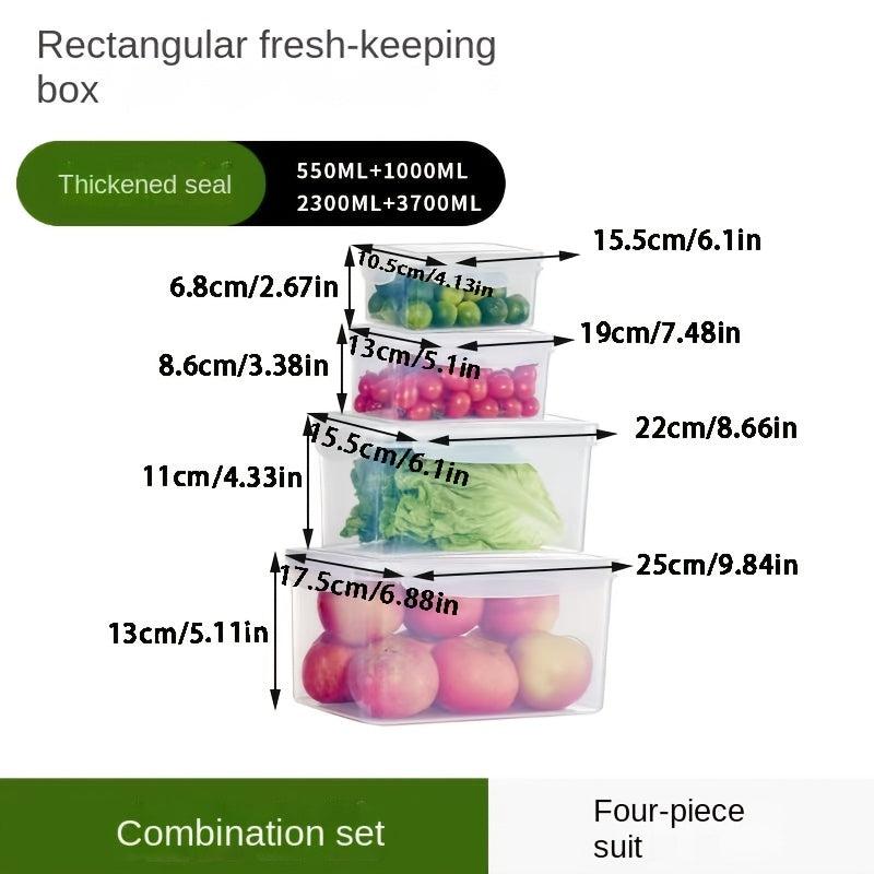 4pcs Plastic Refrigerator Storage Box Fresh Keeping Bento Box