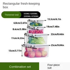 4pcs Plastic Refrigerator Storage Box Fresh Keeping Bento Box