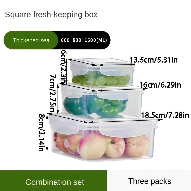 4pcs Plastic Refrigerator Storage Box Fresh Keeping Bento Box