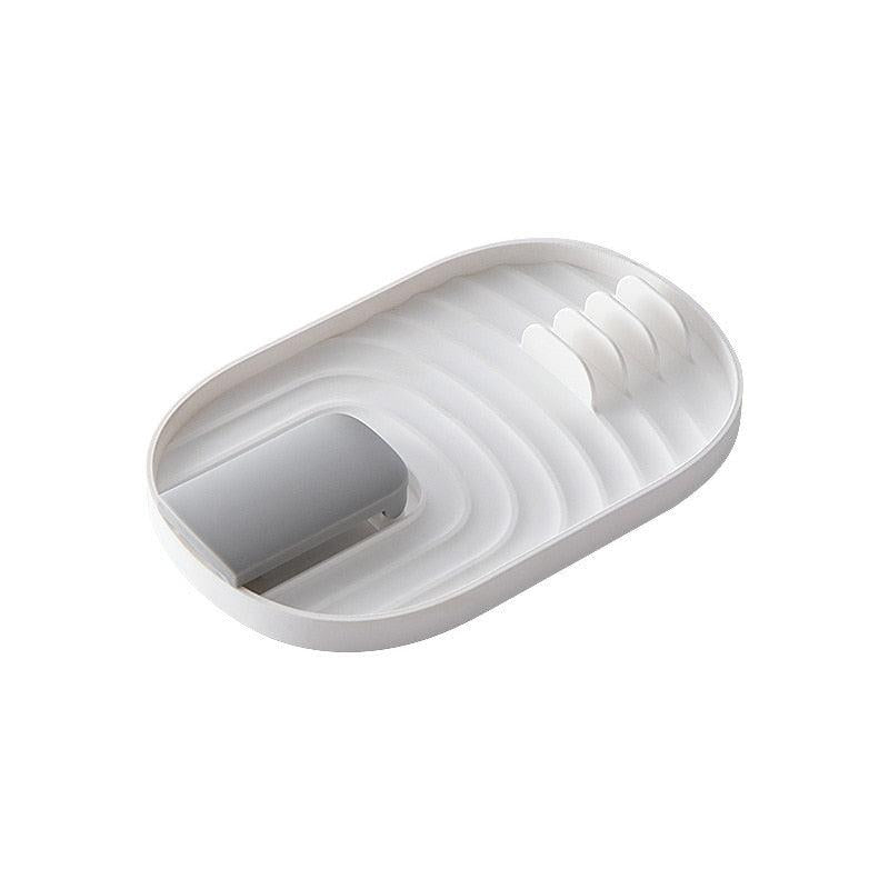 Pot Lid Shovel Storage Rack Chopping Board Holder with Drain Tray