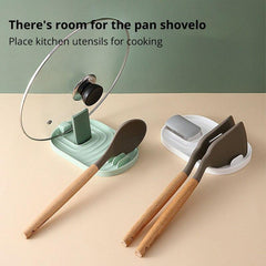 Pot Lid Shovel Storage Rack Chopping Board Holder with Drain Tray