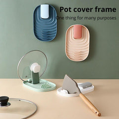 Pot Lid Shovel Storage Rack Chopping Board Holder with Drain Tray