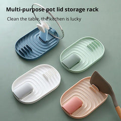Pot Lid Shovel Storage Rack Chopping Board Holder with Drain Tray