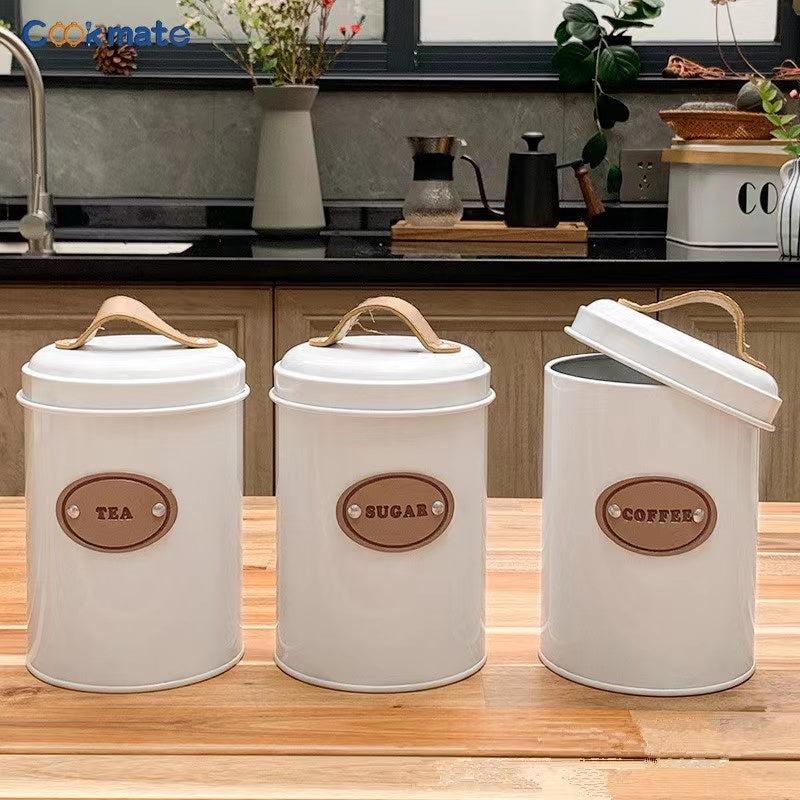 Retro Tea Jar Set - Metal Storage Containers