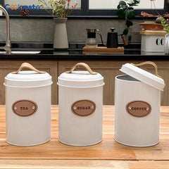Retro Tea Jar Set - Metal Storage Containers
