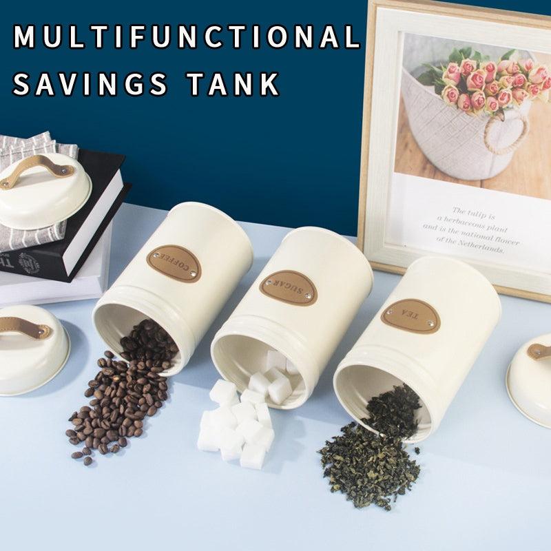 Retro Tea Jar Set - Metal Storage Containers