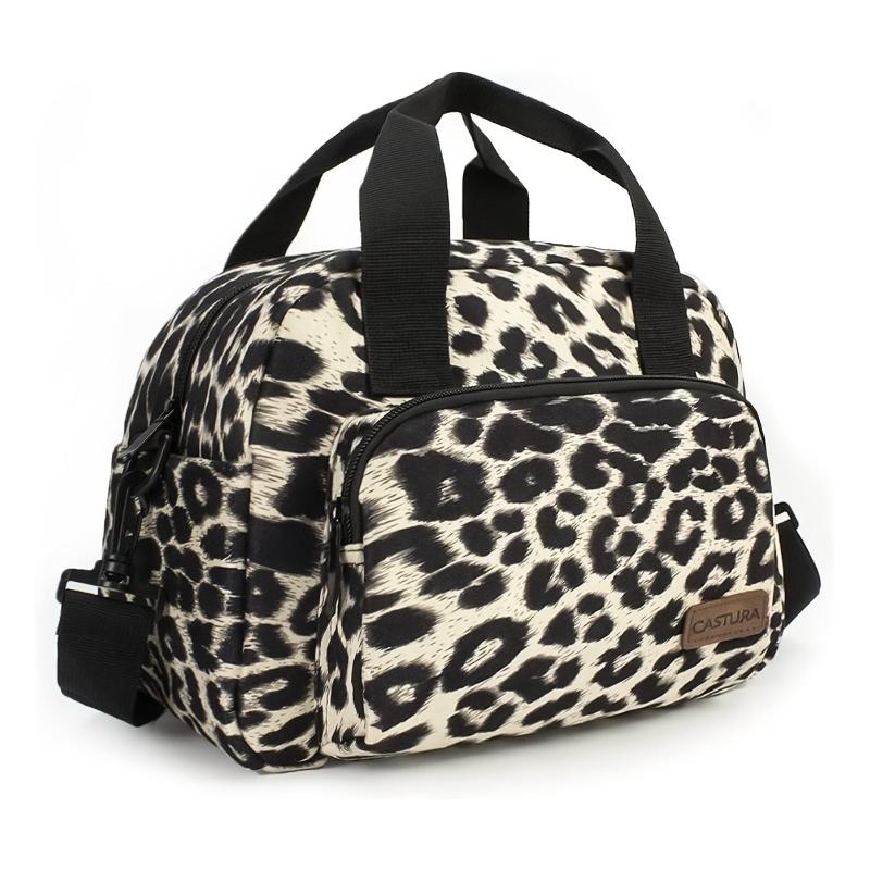 Leopard Printed Lunch Bag Women Adjustable Strap Leakproof Insulated Lunch Box
