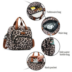 Leopard Printed Lunch Bag Women Adjustable Strap Leakproof Insulated Lunch Box