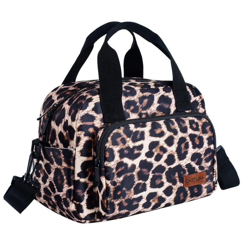 Leopard Printed Lunch Bag Women Adjustable Strap Leakproof Insulated Lunch Box