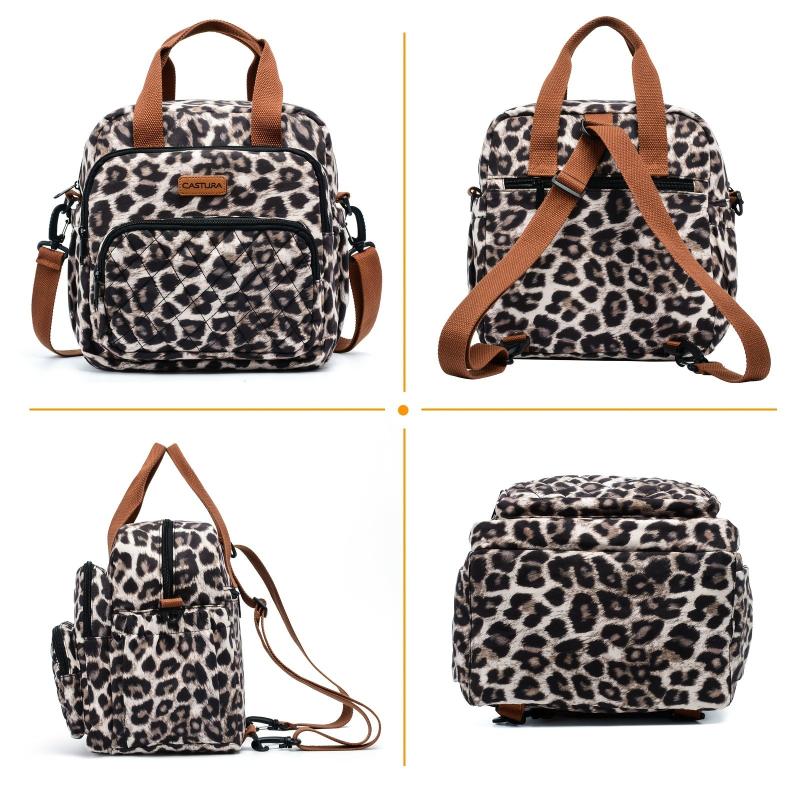 Leopard Printed Lunch Bag Women Adjustable Strap Leakproof Insulated Lunch Box