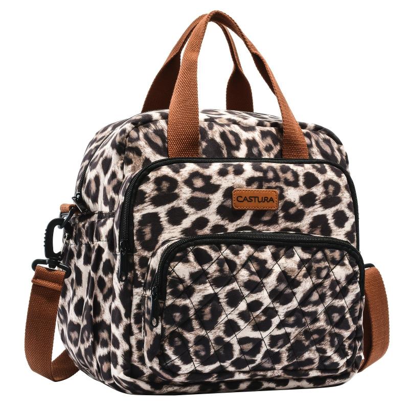Leopard Printed Lunch Bag Women Adjustable Strap Leakproof Insulated Lunch Box