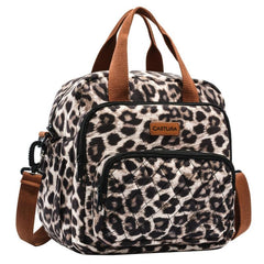 Leopard Printed Lunch Bag Women Adjustable Strap Leakproof Insulated Lunch Box