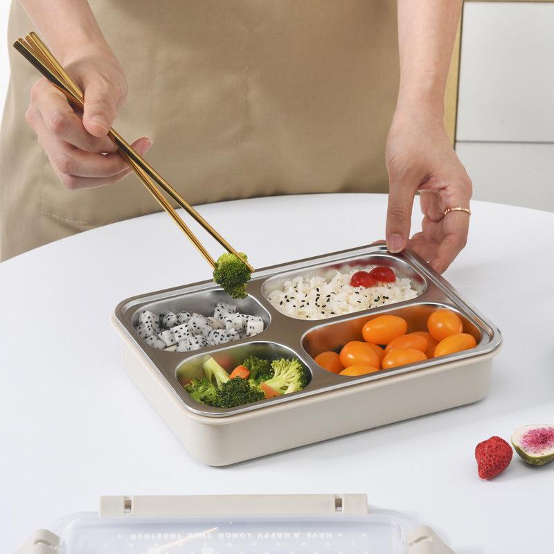 Stainless Steel Insulated Lunch Box with 4 Compartment Grids