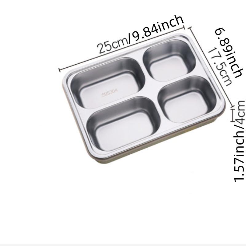 Stainless Steel Insulated Lunch Box with 4 Compartment Grids