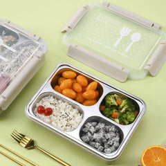 Stainless Steel Insulated Lunch Box with 4 Compartment Grids
